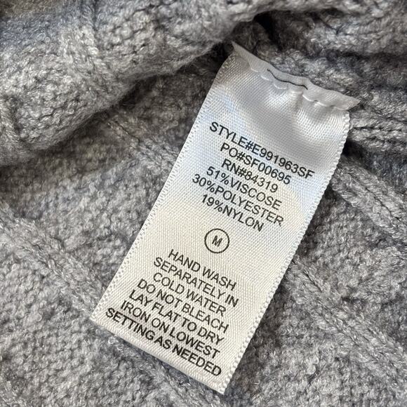 Evolution By Cyrus Aneesa Asymmetric Hem Cable Knit Sweater Light Gray Medium - Picture 5 of 5